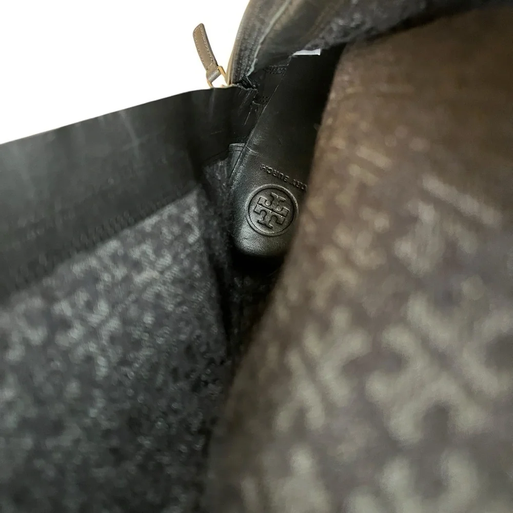 TORY BURCH Sophia Black Nappa Leather Tall Wedge Riding Boots